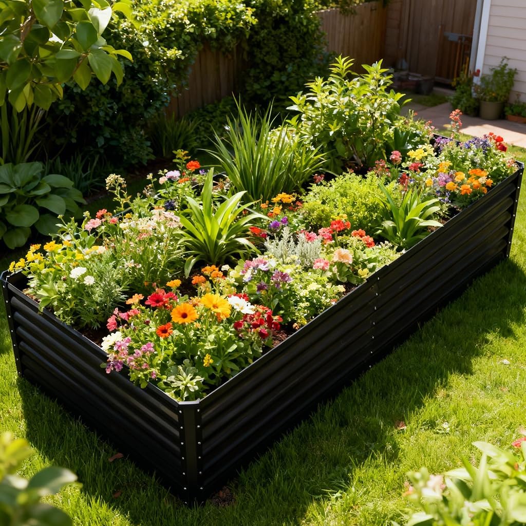 Gardening Tools Box - Raised Garden Bed 6x3x2ft, Galvanized Metal