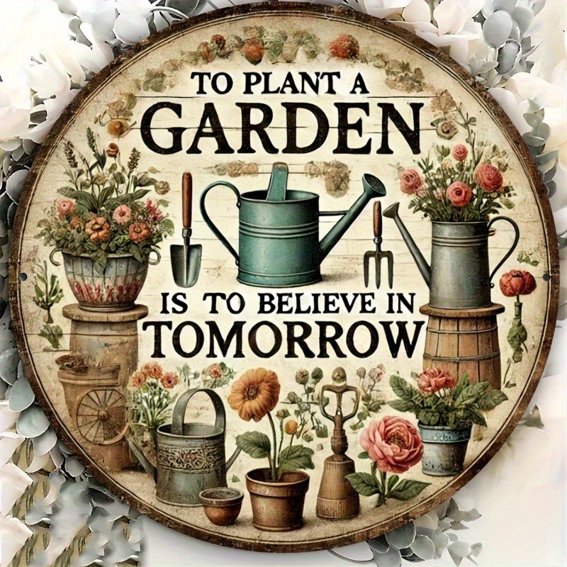Gardening Tools Vintage - 2D Flat, Rustic Farmhouse Wooden Garden