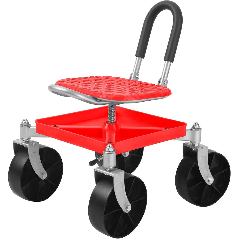 Gardening Tools For Seniors - Height-Adjustable Swivel Garden Cart with Tool