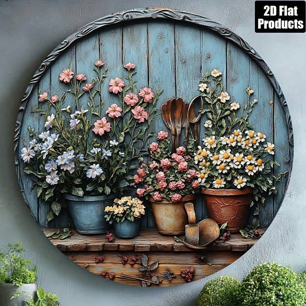 Vintage Round Aluminum Wall Ar - Gardening Tools Vintage incelemesi ve fiyatı