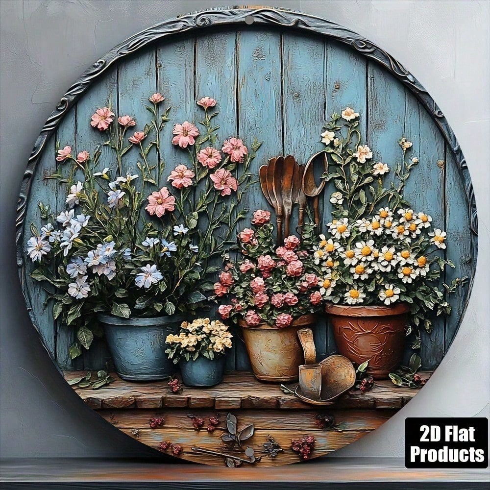 Vintage Round Aluminum Wall Ar - Gardening Tools Vintage incelemesi ve fiyatı
